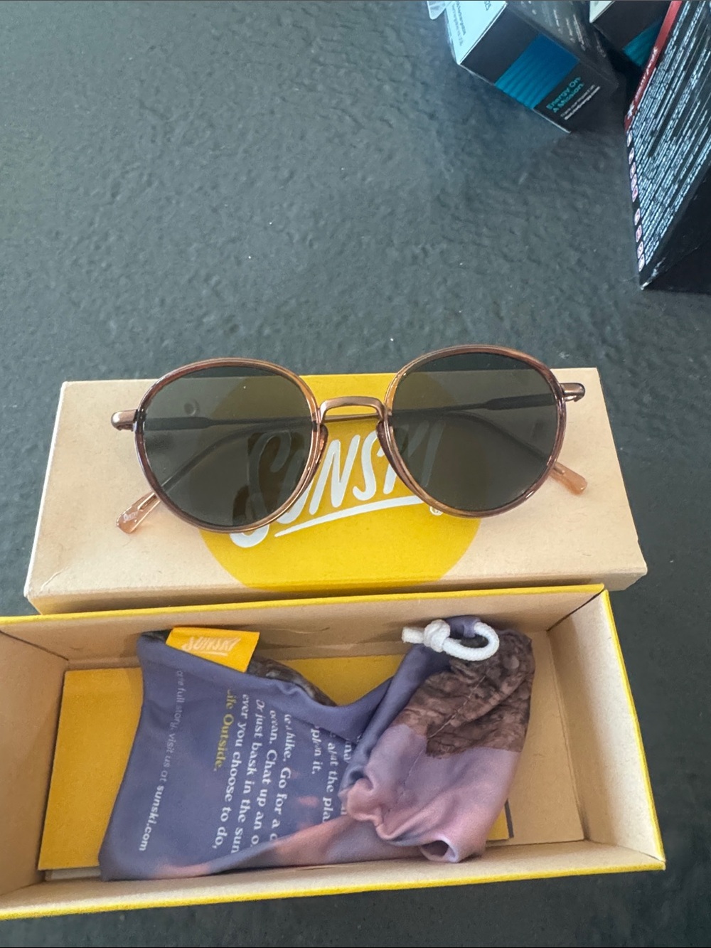 Sunski Baia Polarized Round Sunglasses Tortoise Brown NEW